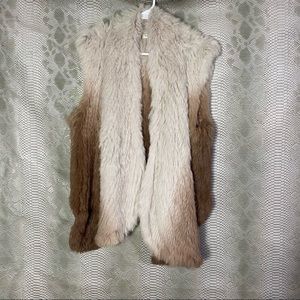 Moon and meadow real rabbit fur brown ombré vest